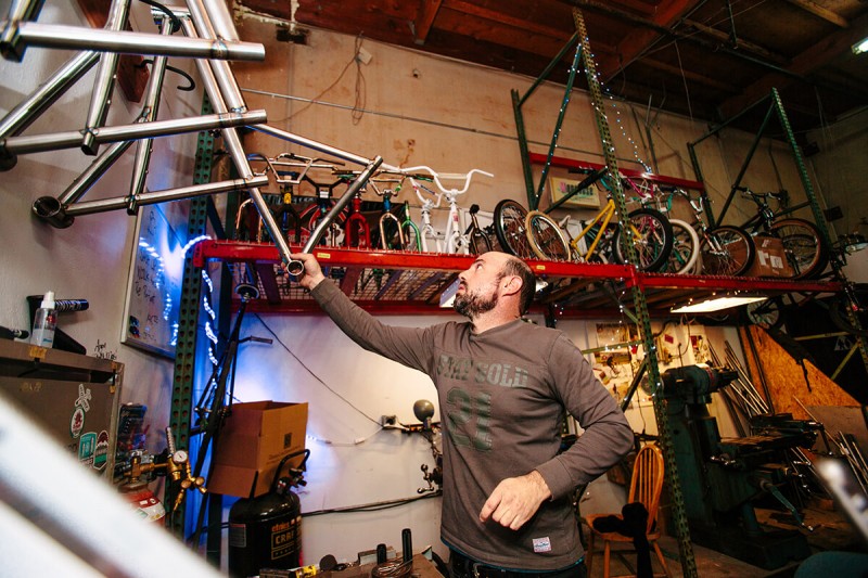 Brad Hodges of W.H. Bradford Design in his shop. Photo by Angel Perez