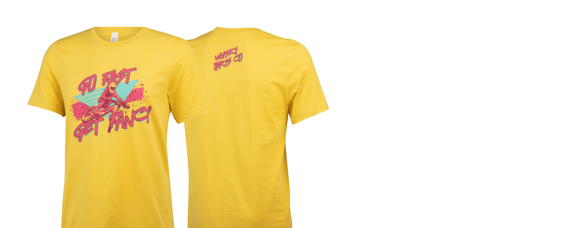 Whisky it's the 90s t-shirt - Yellow - Front and back views are shown
