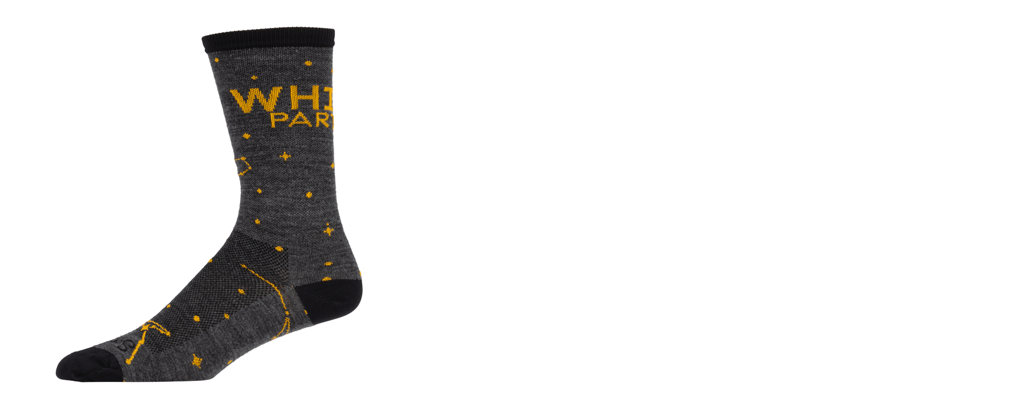 Whisky Stargazer Cycling Socks - Grey and Yellow - Inner side view 