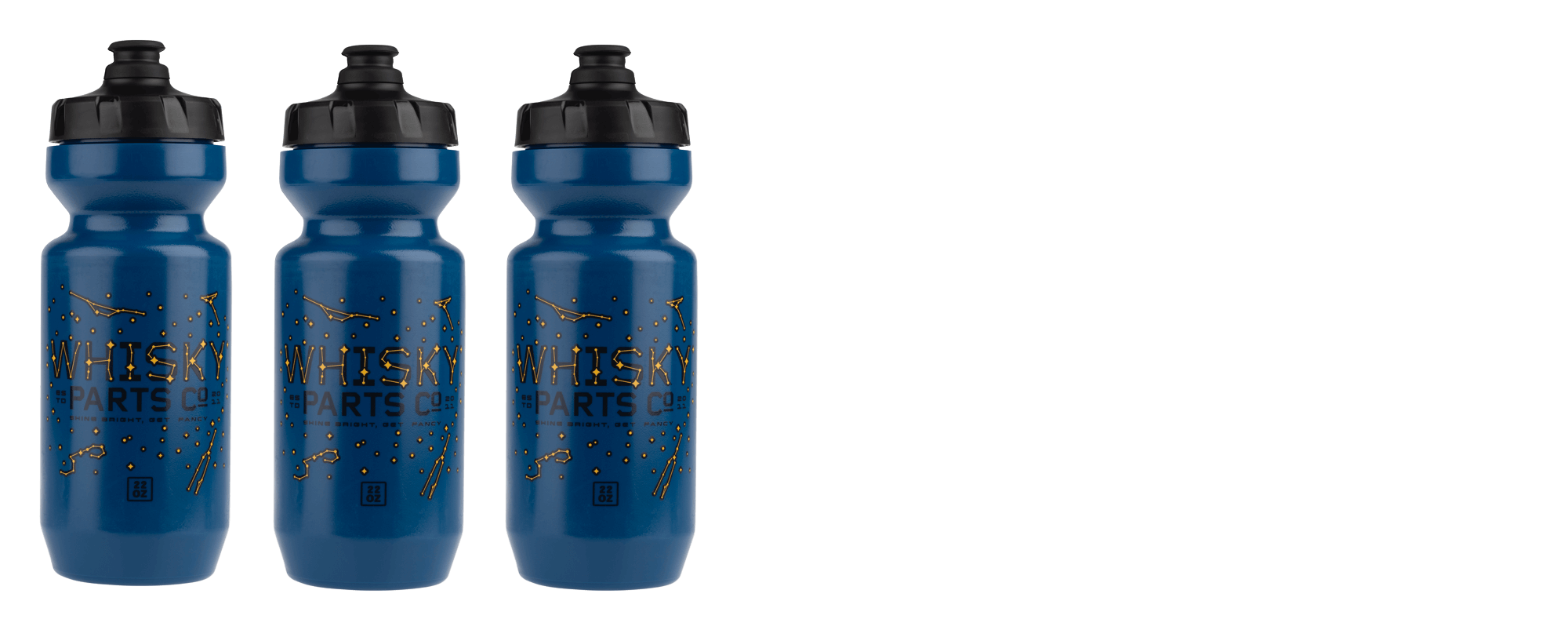 Whisky Stargazer Water Bottle - Deep Teal - three water bottles shown