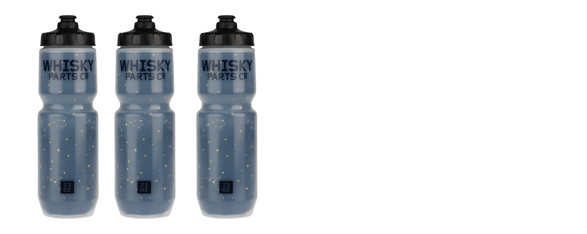Whisky Stargazer Insulated Water Bottle - Deep Teal with Constellation Design - three bottles shown