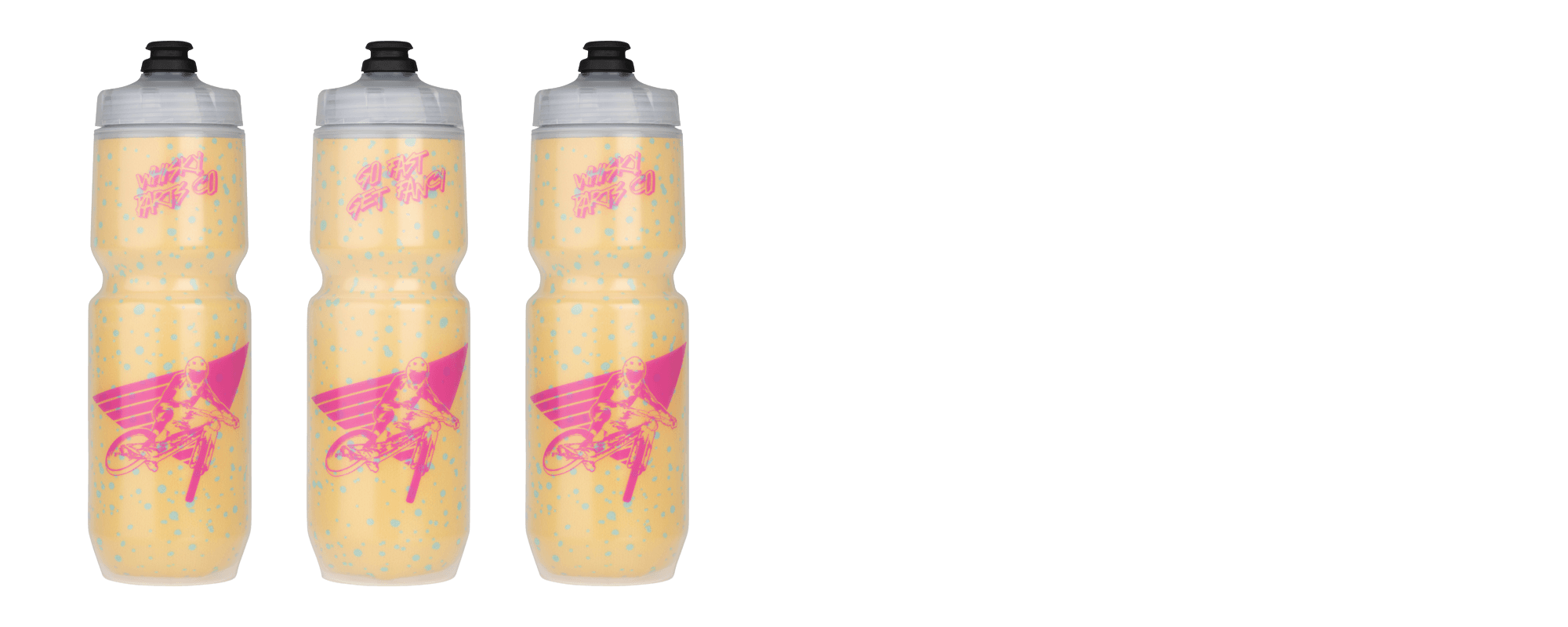 Whisky It's the 90s Insulated Water Bottle - Yellow/Pink - Front and Back shown