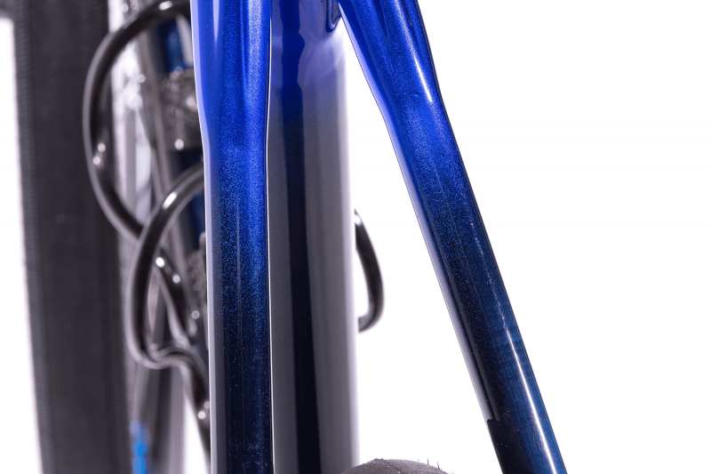 Whisky Select - Calfee Tetra Adventure Classic Bike - Closeup of metallic blue paint on frame